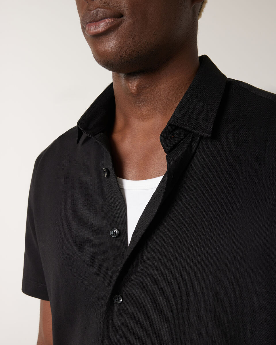 Travel Pique Short Sleeve Shirt, Black, hi-res